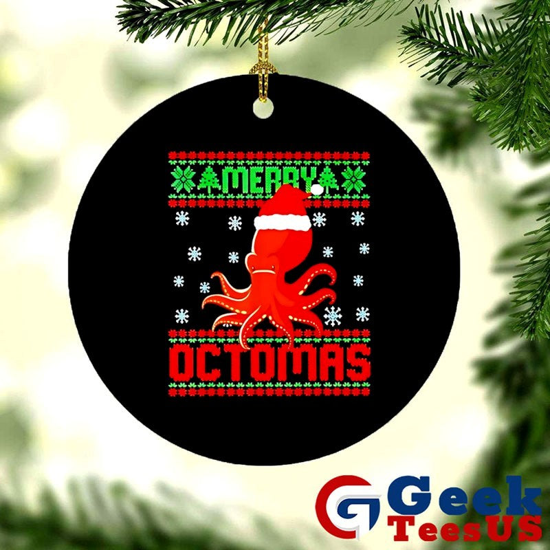 Santa hat Octopus Merry Octomas ugly Christmas shirt