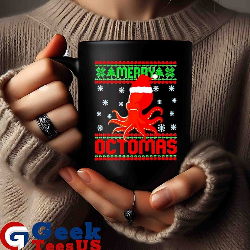 Santa hat Octopus Merry Octomas ugly Christmas shirt