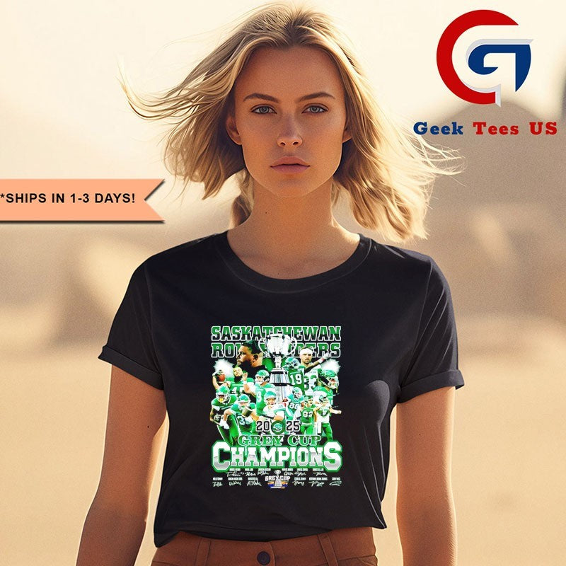 Saskatchewan Roughriders Team 2025 Grey Cup Champions signature shirt