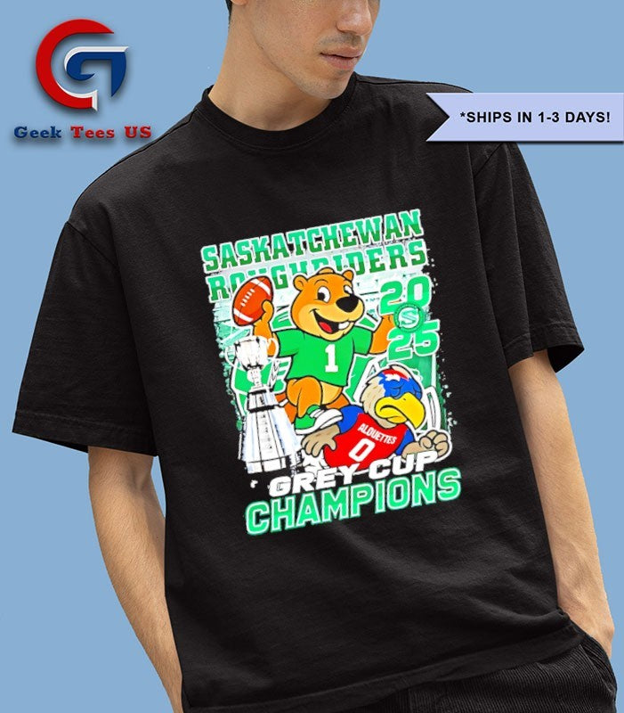 Saskatchewan Roughriders beat Alouettes 2025 Grey Cup Champions mascot shirt