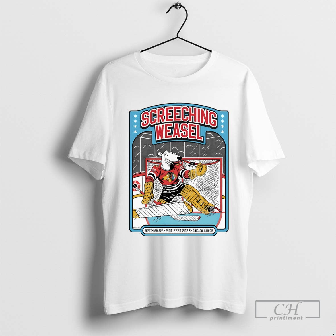 Screeching Weasel Chicago Hockey T Shirt Sweater
