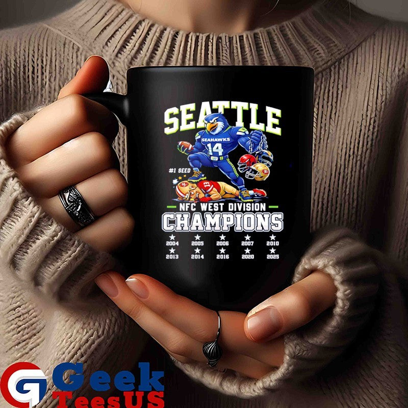 Seahawks 1 Seed NFC West Division Champions 2025 mascot T-shirt