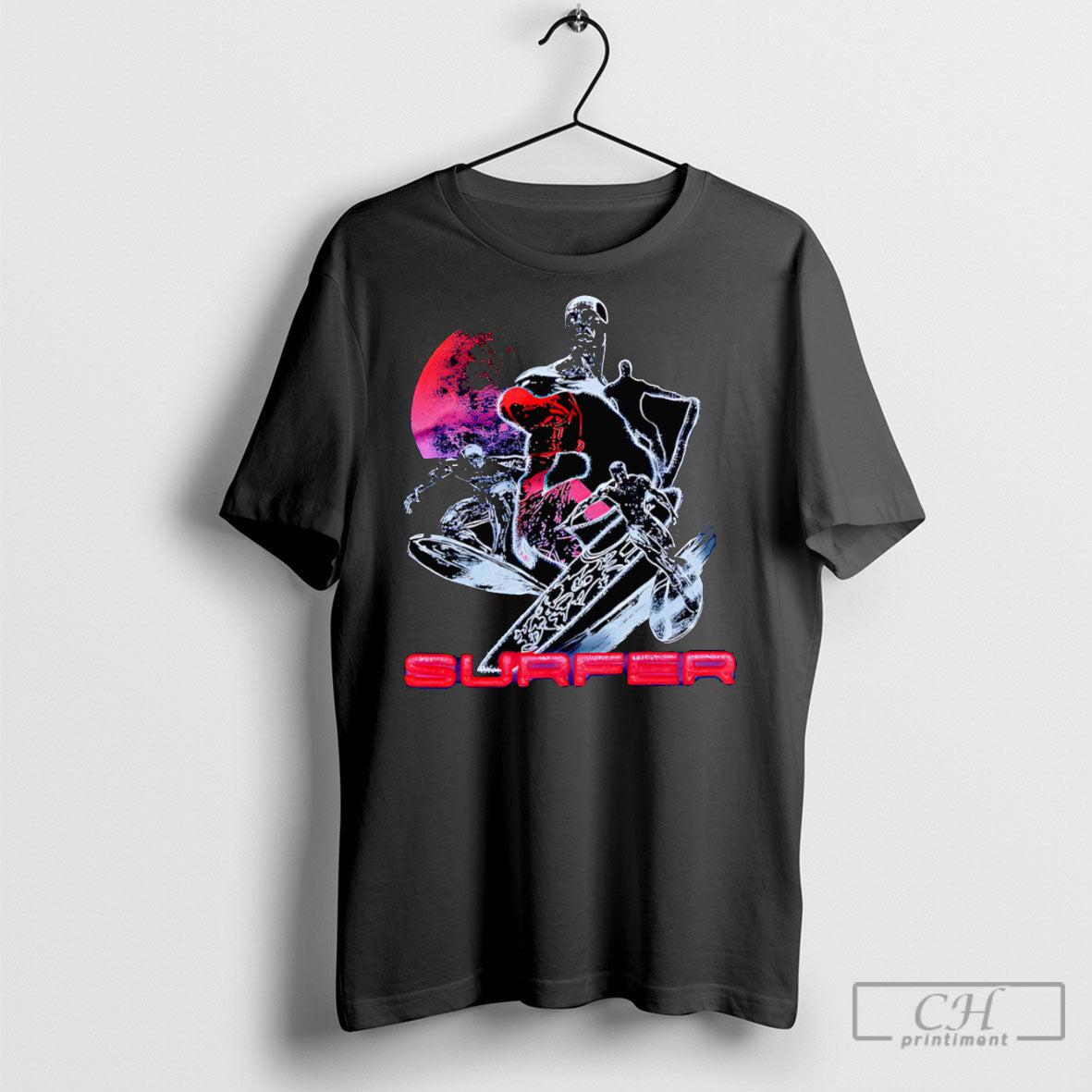 Silver Surfer Red Moon Graphic T Shirts