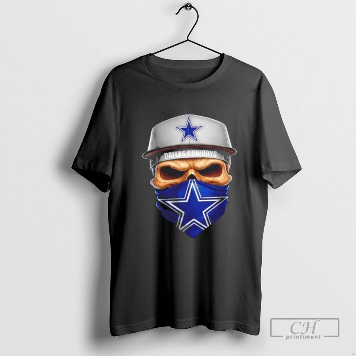 Skull Wearing A Face Scarf Dallas Cowboys Football