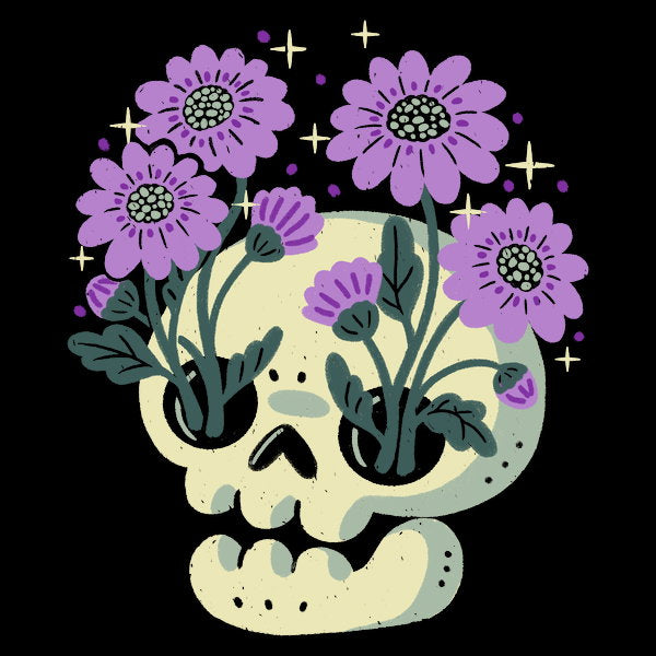 Skull With Purple Flowers