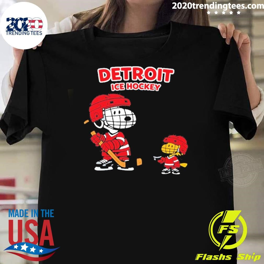 Snoopy And Woodstock Detroit Red Wings Ice Hockey Cartoon Shirt