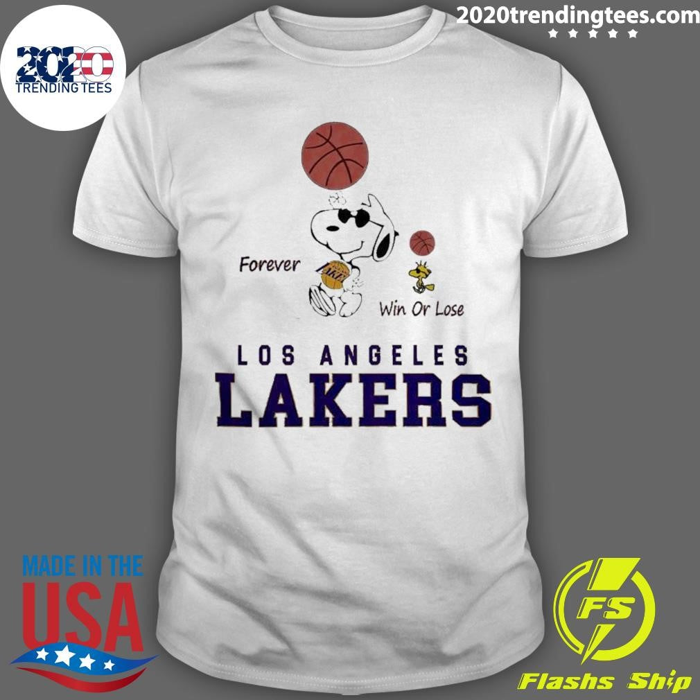 Snoopy and Woodstock Los Angeles Lakers Forever Win Or Lose Shirt