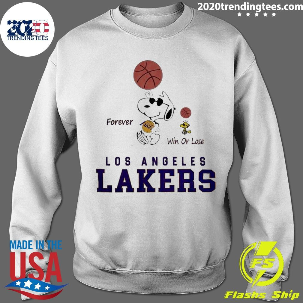 Snoopy and Woodstock Los Angeles Lakers Forever Win Or Lose Shirt