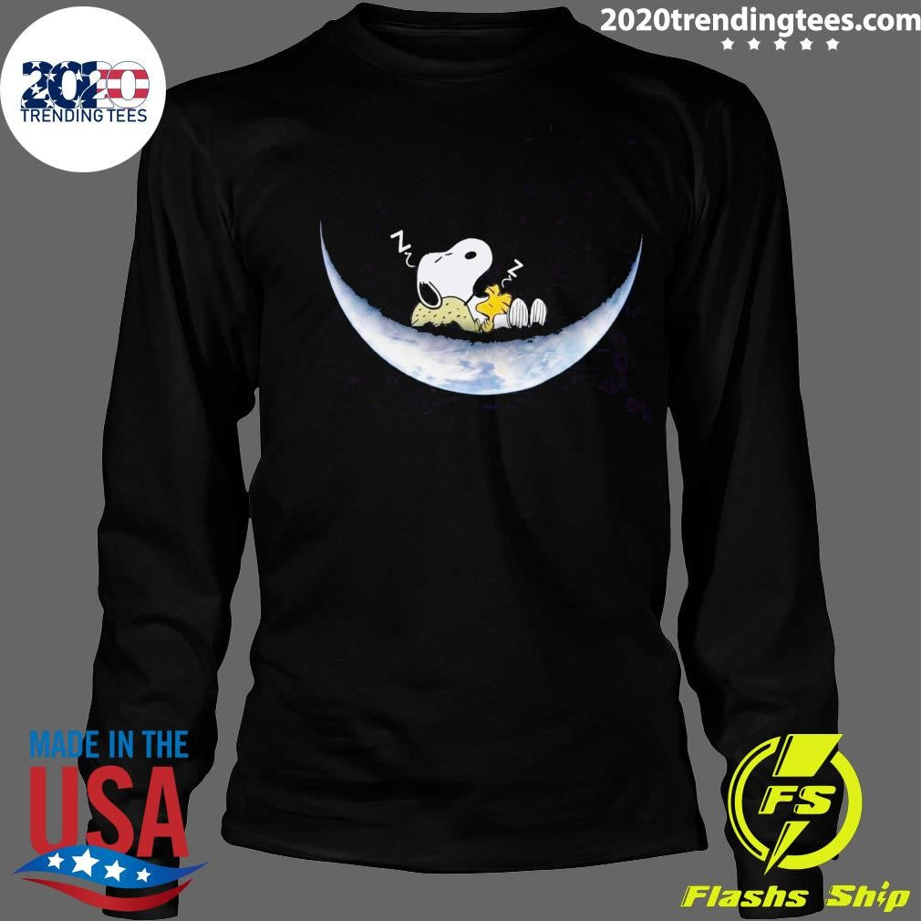 Snoopy and Woodstock Sleeping Soundly On A Crescent Moon Shirt
