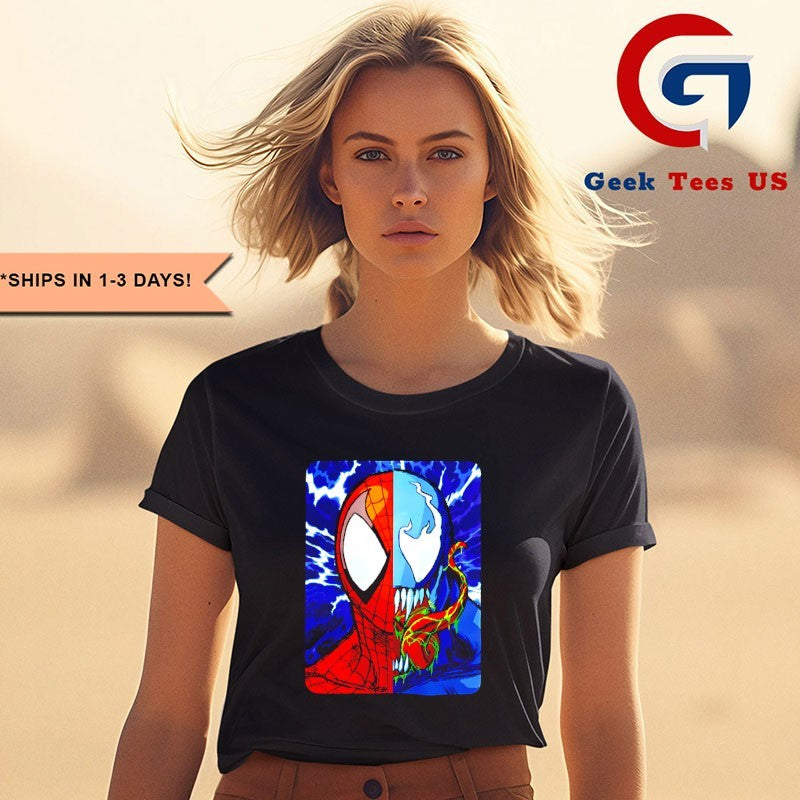 Spider-Man and Venom face shirt