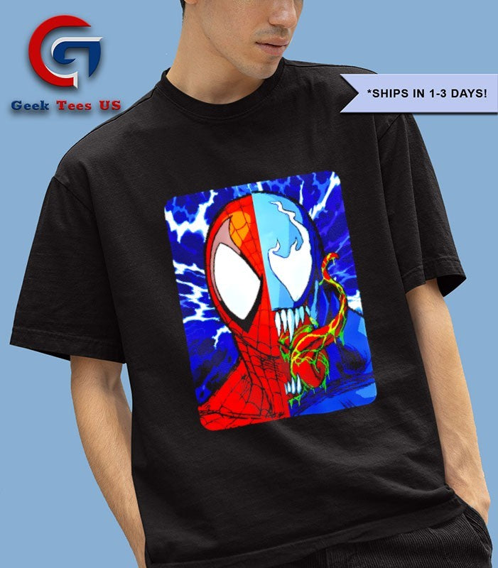 Spider-Man and Venom face shirt