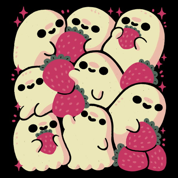 Spooky Cute Ghosts With Strawberrie