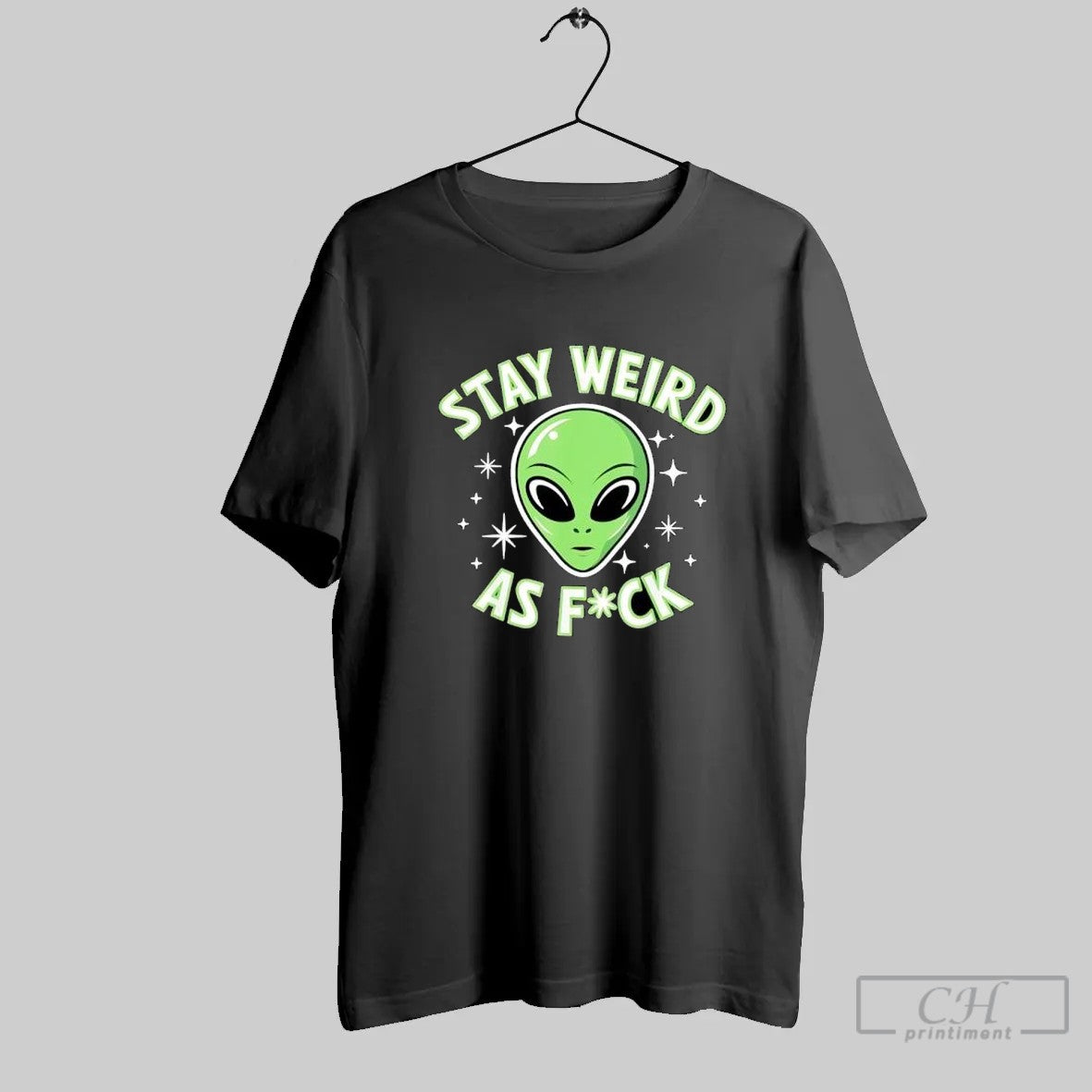 Stay Weird As Fuck Funny Alien Head Retro T Shirt
