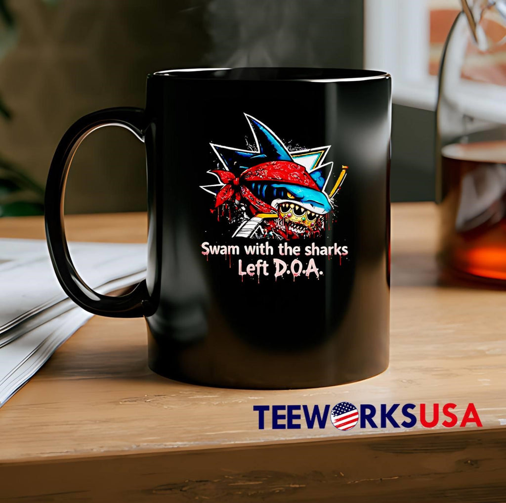Streetwear Apparel Shark Swam with the Sharks Left DOA San Jose Sharks shirt