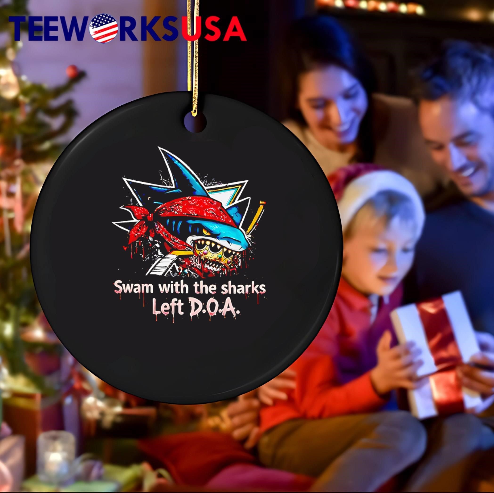 Streetwear Apparel Shark Swam with the Sharks Left DOA San Jose Sharks shirt