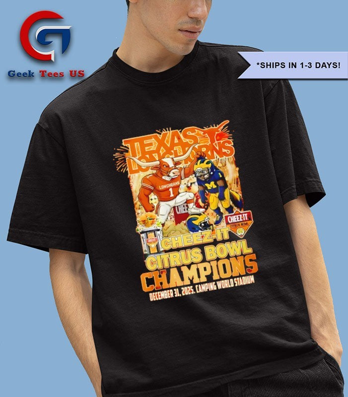 Texas Longhorns Cheez-It Citrus Bowl Champions 2025 mascot T-shirt