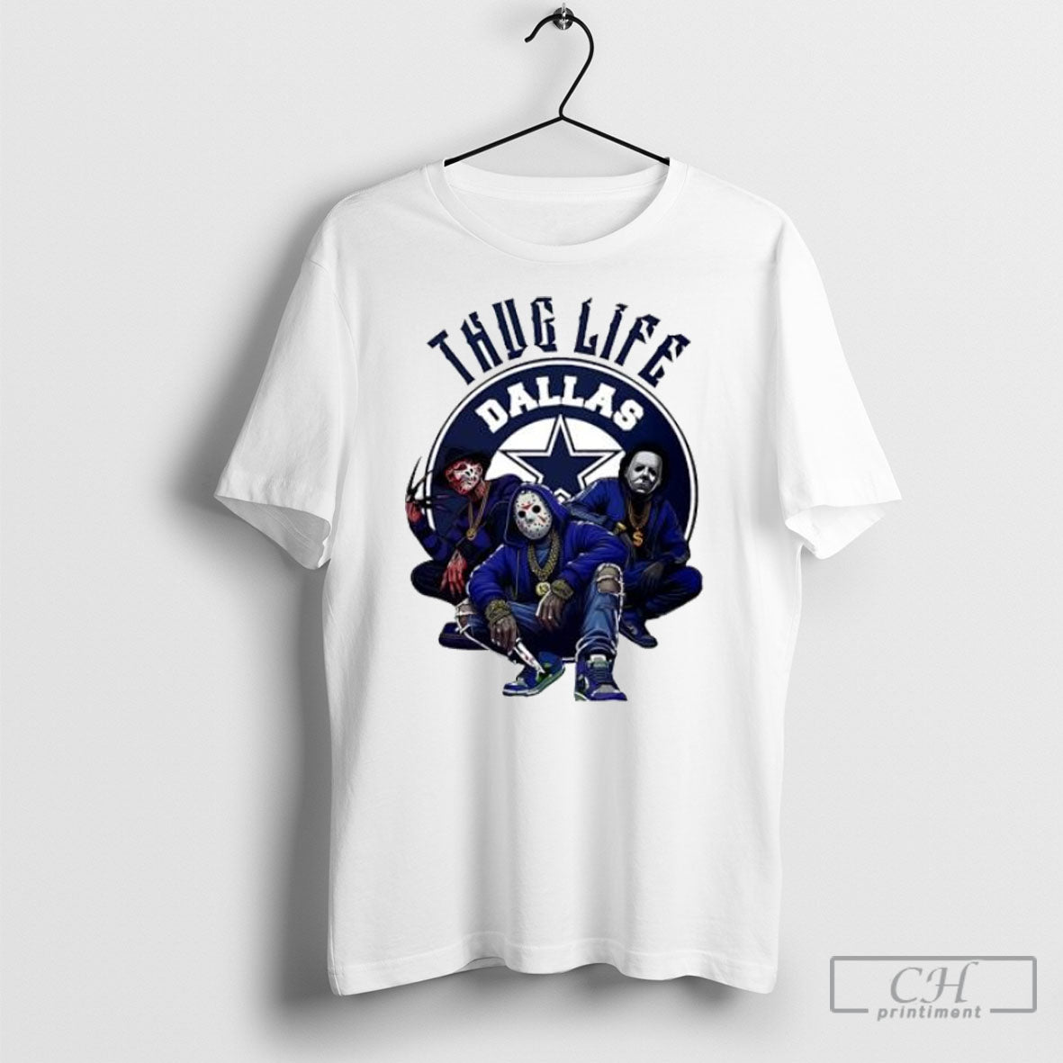 Thug Life Dallas Freddy Jason Michael Myers Halloween Football Posters White Shirt
