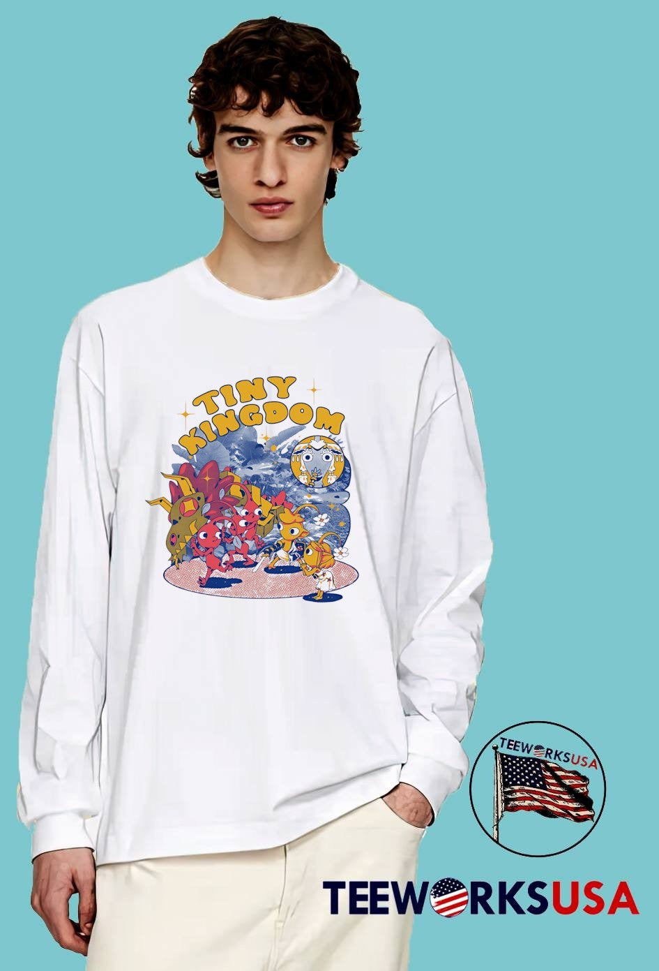 Tiny Kingdom Featuring Red Pikmin Fighting a Boss Monster T-Shirt