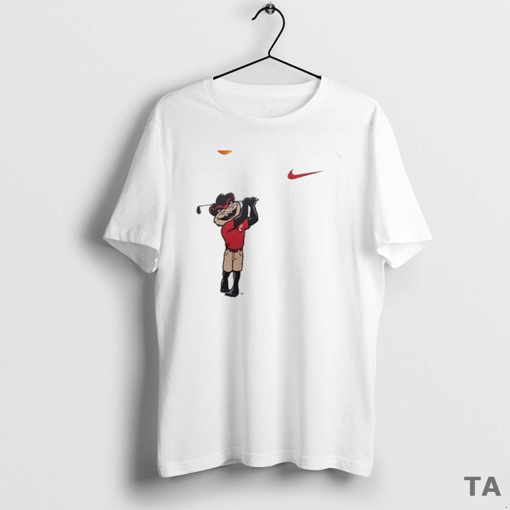 Top Cincinnati Bearcats Mascot Playing Golf Circle T Shirt Sweater Hoodie, Sweatshirt | AU01DripNestTees.com