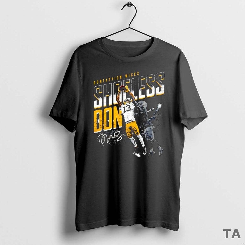 Top Dontayvion Wicks Green Bay Packers Shoeless Catch Signature T Shirt Sweater Hoodie, Sweatshirt | AU01DripNestTees.com