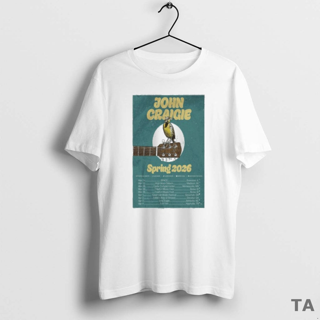 Top John Craigie Tour Spring 2026 T Shirt Sweater Hoodie, Sweatshirt | AU01DripNestTees.com
