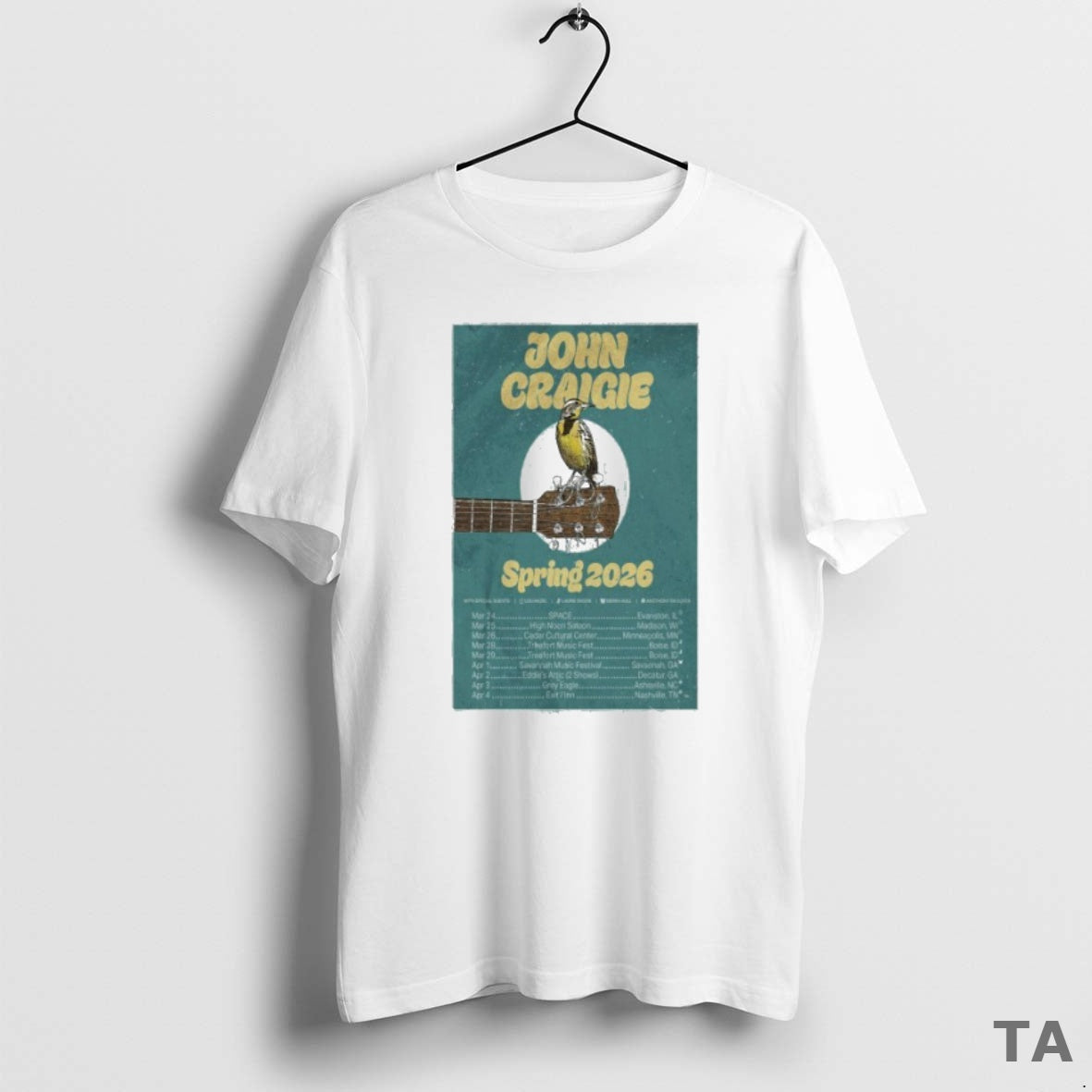 Top John Craigie Tour Spring 2026 T Shirt Sweater Hoodie, Sweatshirt | AU01DripNestTees.com
