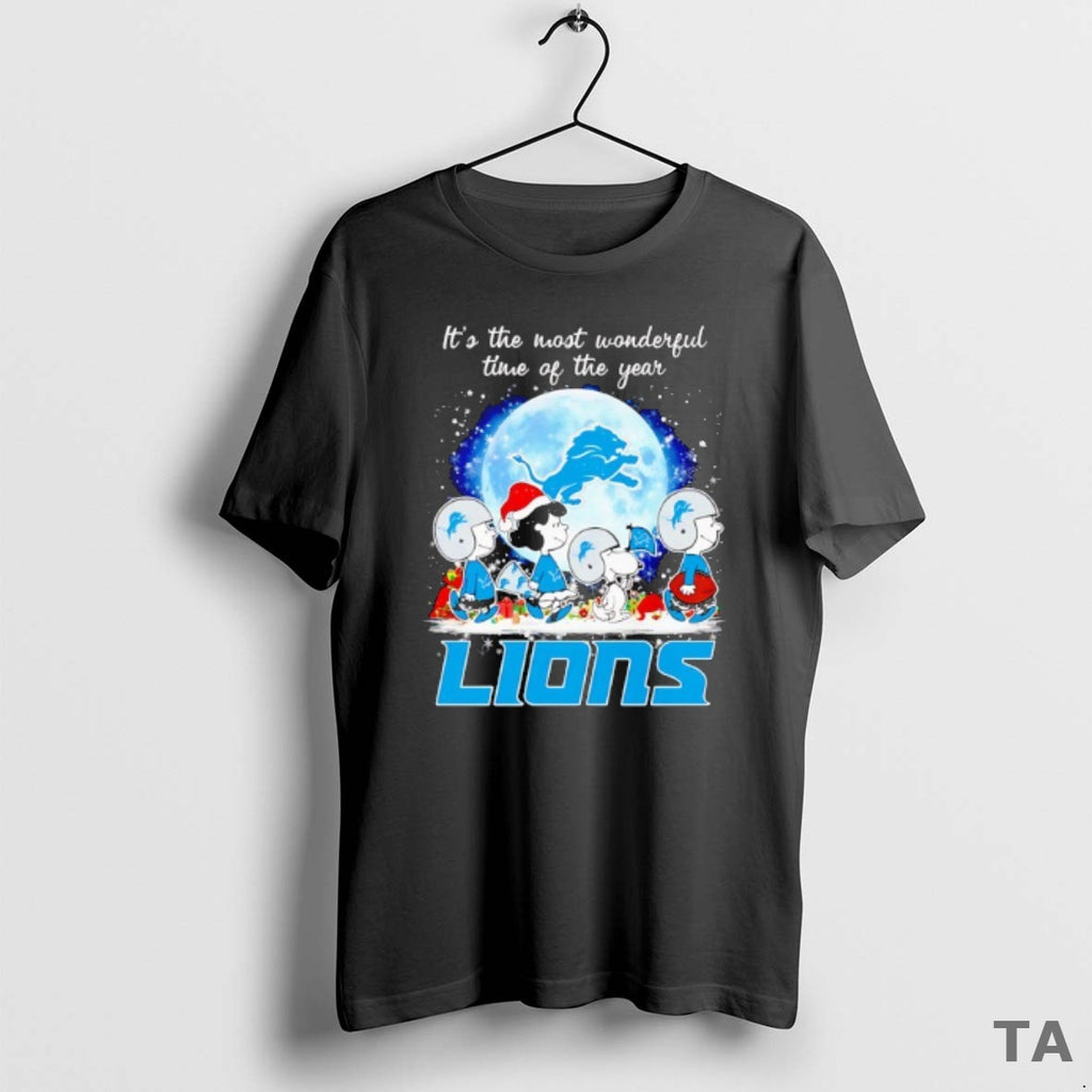 Top Peanuts Characters Detroit Lions Its The Most Wonderful Time Of The Year Christmas T-Shirts, Hoodie, Sweatshirt
