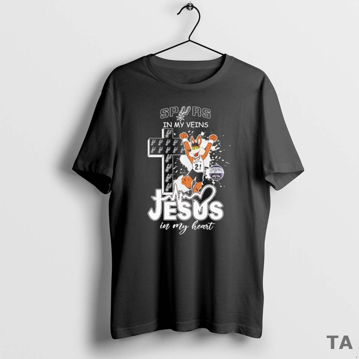 Top San Antonio Spurs Mascot In My Veins Jesus In My Heart T Shirt Sweater Hoodie, Sweatshirt | AU01DripNestTees.com