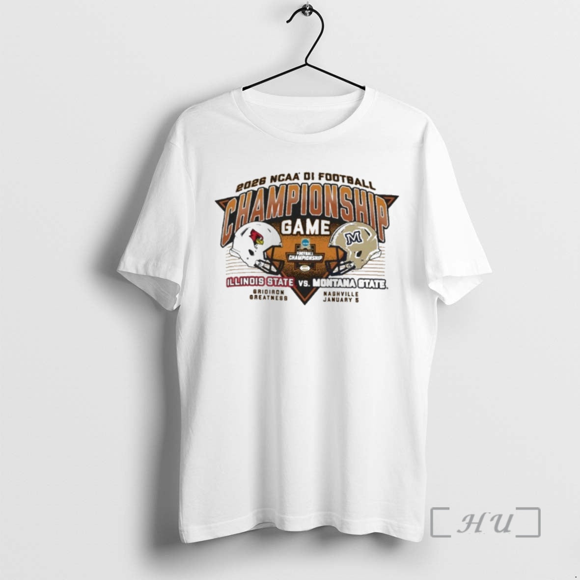Trending 2026 Ncaa Di Football Championship Game Illinois State Vs Montana State Dueling Helmet Premium T-Shirts, Hoodie,...