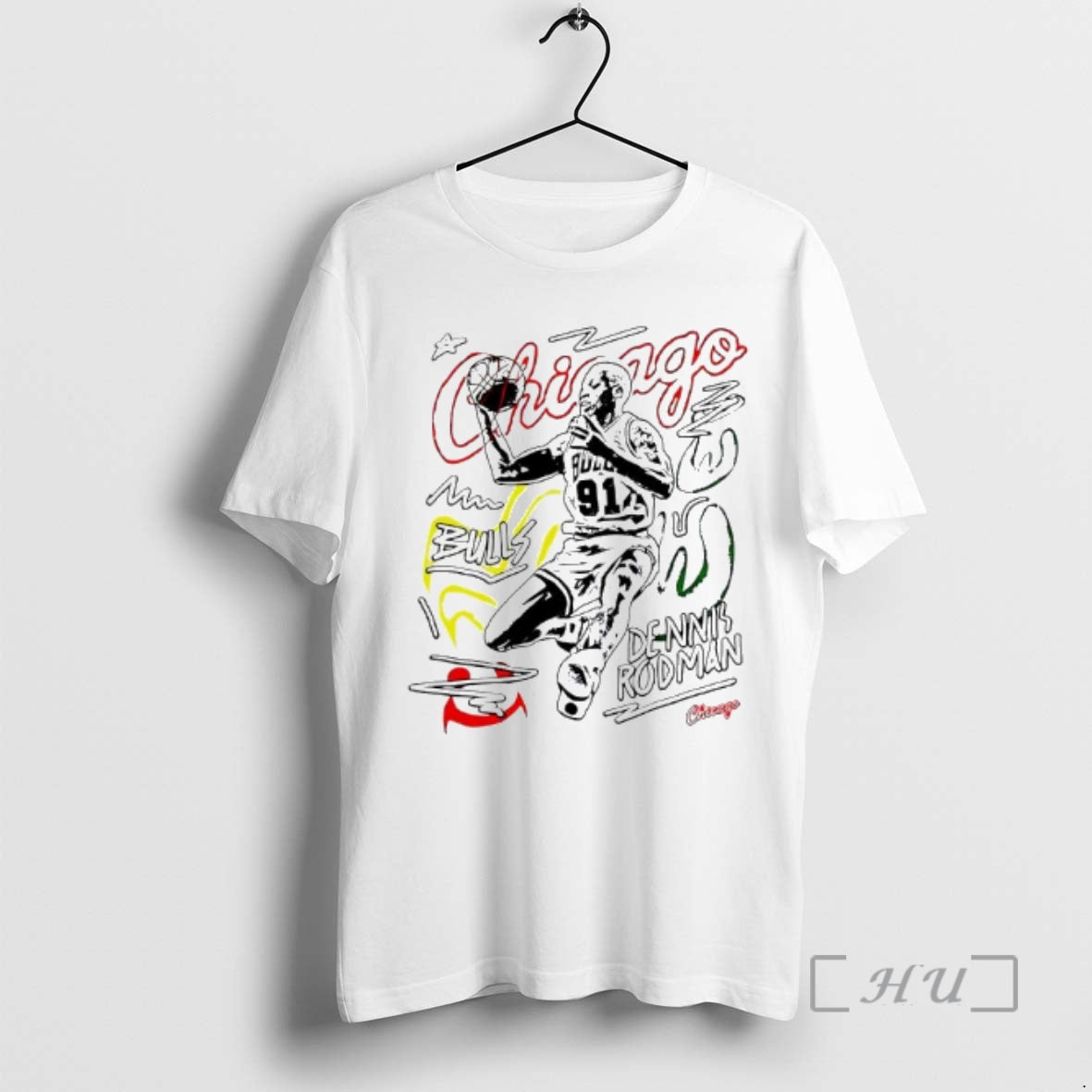 Trending Dennis Rodman Chicago Bulls Chalked Up Signature T-Shirts, Hoodie, Sweatshirt | AU01DripNestTees.com