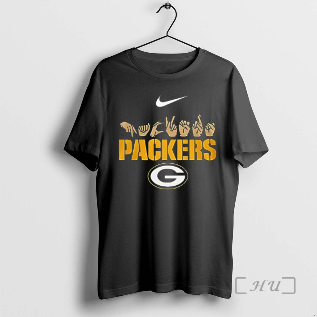 Trending Green Bay Packers Deaf Awareness Care Understand Love Hand Signs Double Sided Graphic Premium T-Shirts, Hoodie,...