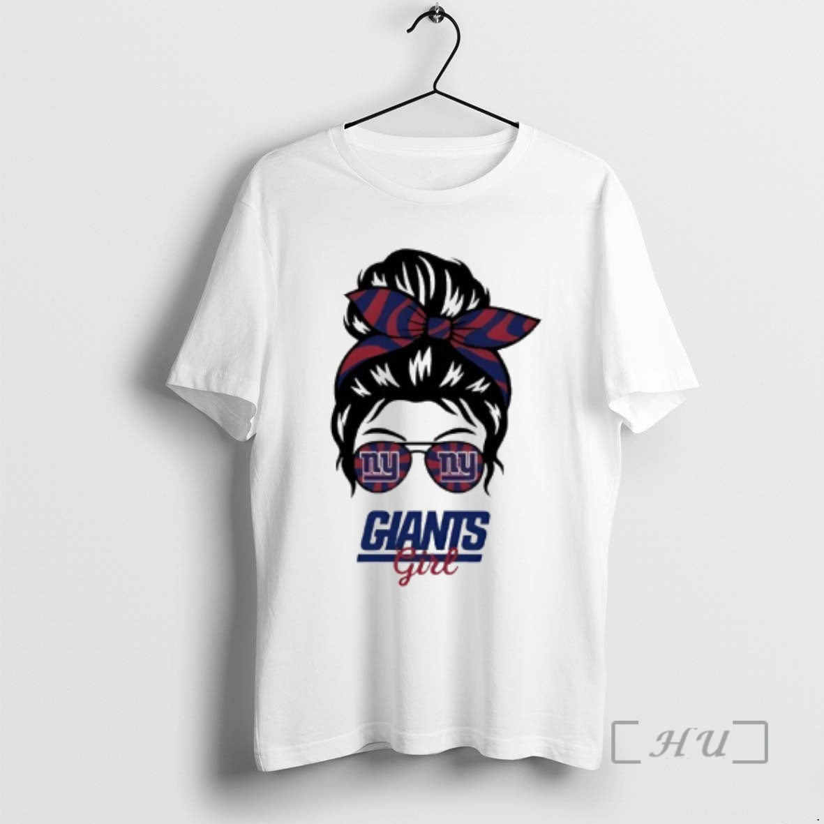 Trending New York Giants Girl Messy Bun Glasses T-Shirts, Hoodie, Sweatshirt | AU01DripNestTees.com