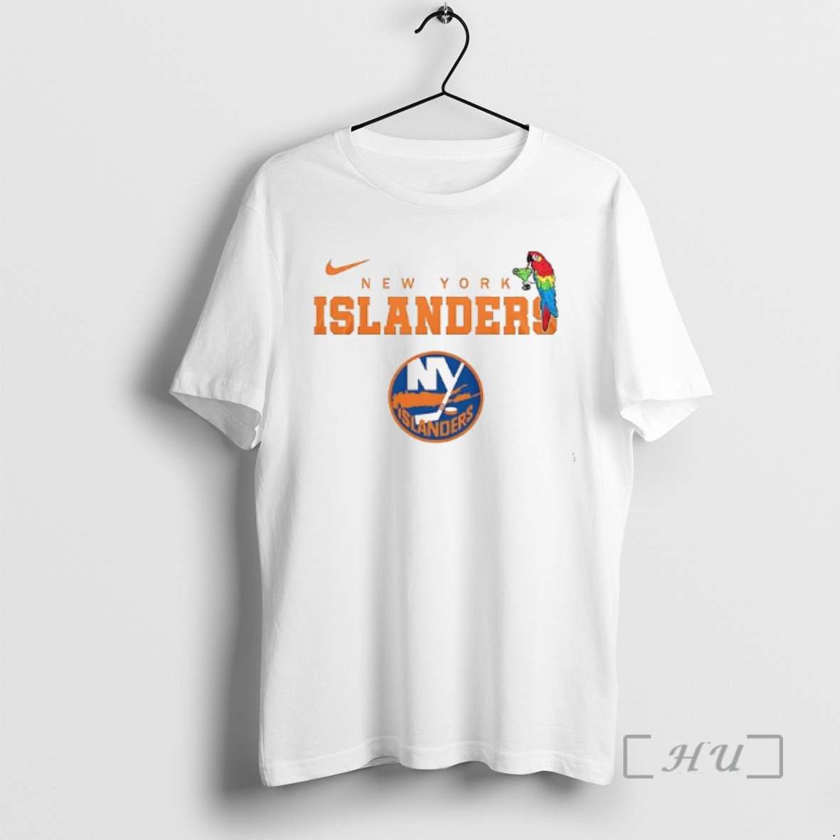 Trending New York Islanders X Jimmy Buffett Parrot Mascot Double Sided Graphic Premium T Shirts Hoodie, Sweatshirt