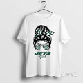 Trending New York Jets Girl Messy Bun Glasses T-Shirts, Hoodie, Sweatshirt | AU01DripNestTees.com