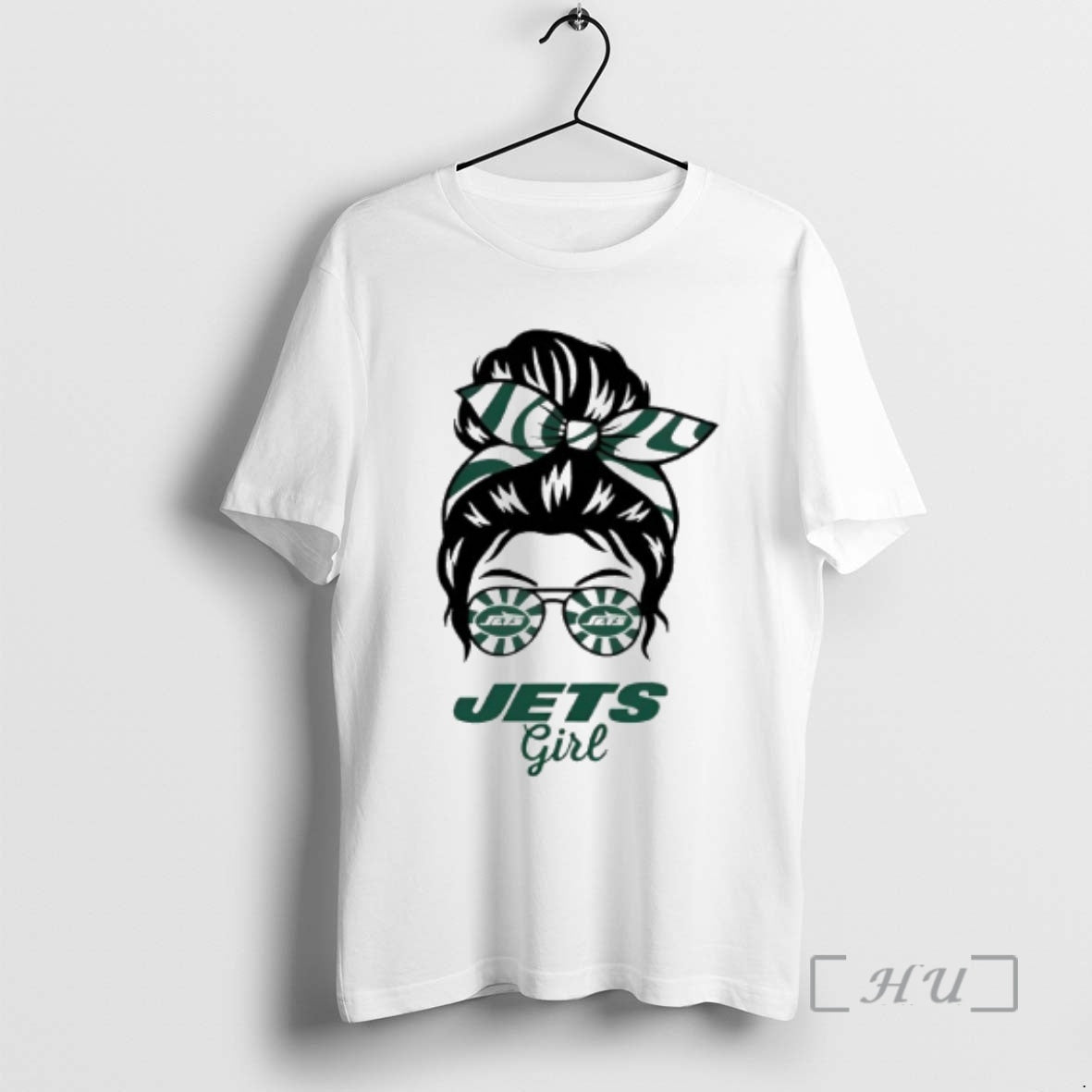 Trending New York Jets Girl Messy Bun Glasses T-Shirts, Hoodie, Sweatshirt | AU01DripNestTees.com