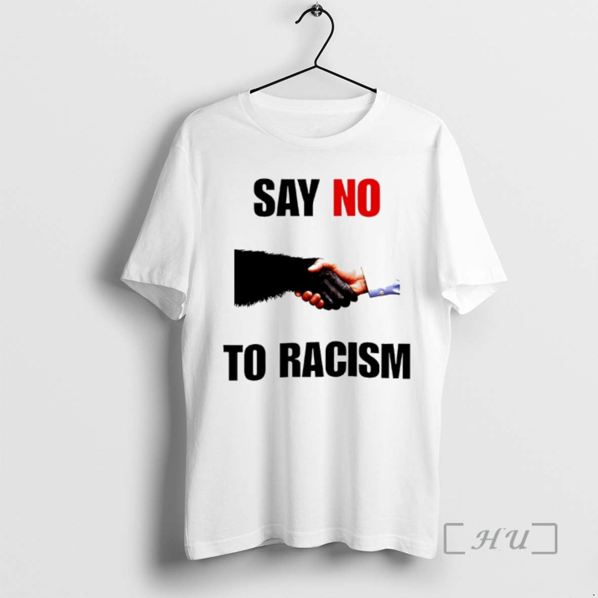 Trending Say No To Racism Bigfoot And Human T-Shirts, Hoodie, Sweatshirt | AU01DripNestTees.com