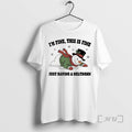 Trending Snowman Im Fine This Is Fine Just Having A Meltdown Circle Premium T Shirts Hoodie, Sweatshirt