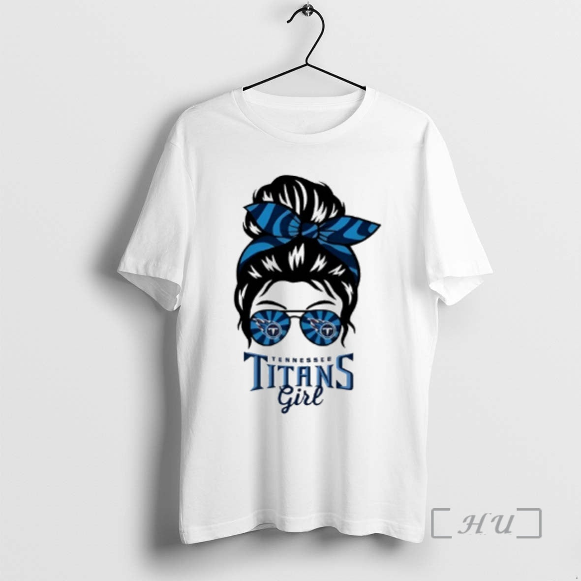 Trending Tennessee Titans Girl Messy Bun Glasses T-Shirts, Hoodie, Sweatshirt | AU01DripNestTees.com