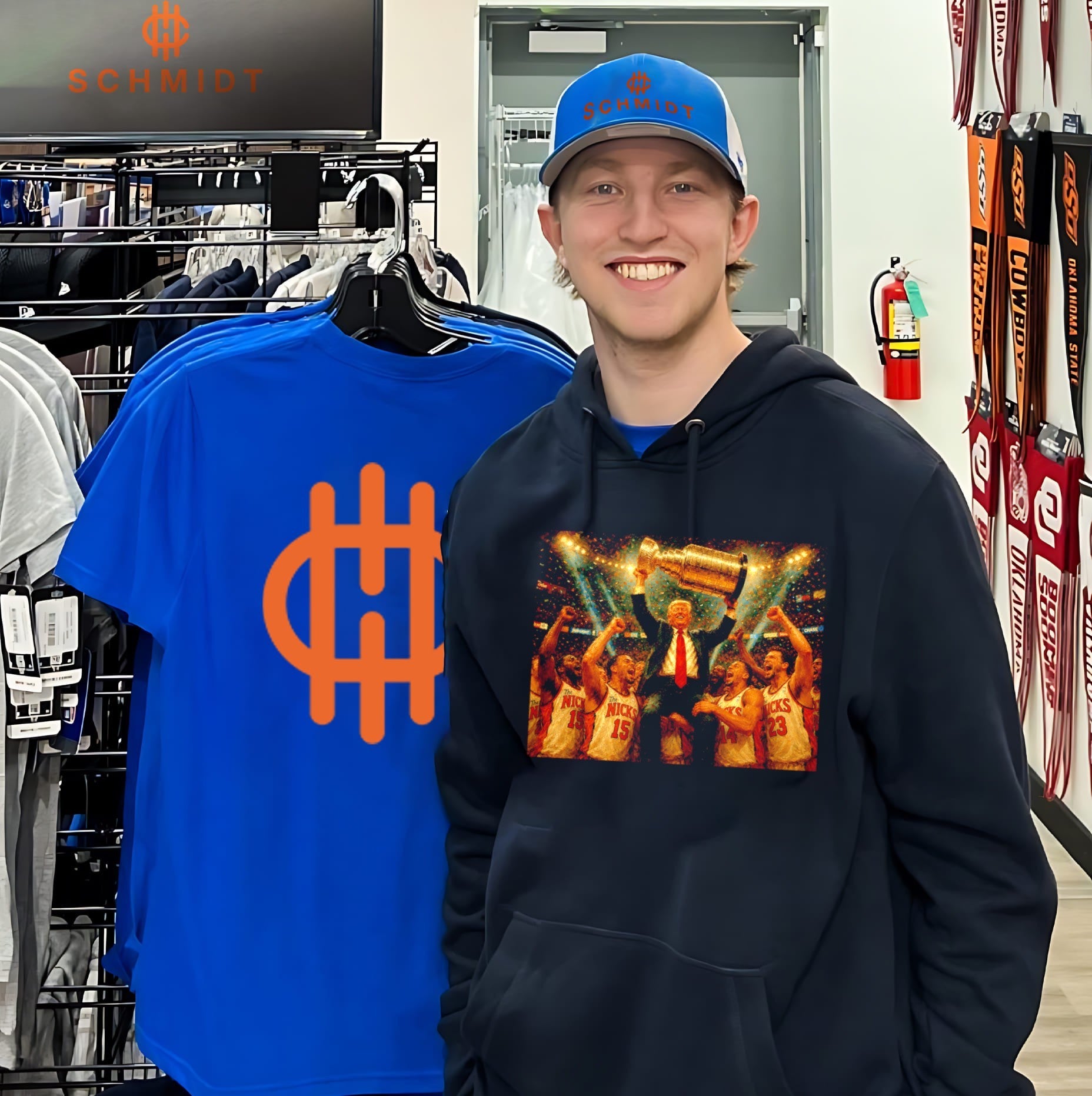 Trump and New York Knicks celebration trophy shirt