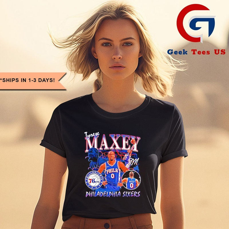 Tyrese Maxey Philadelphia 76ers NBA player Collage signature shirt