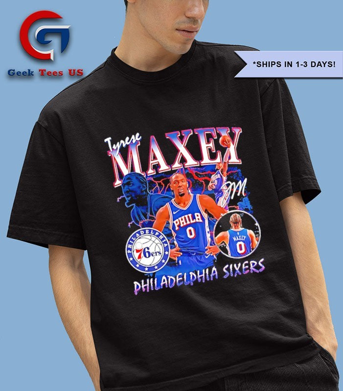 Tyrese Maxey Philadelphia 76ers NBA player Collage signature shirt