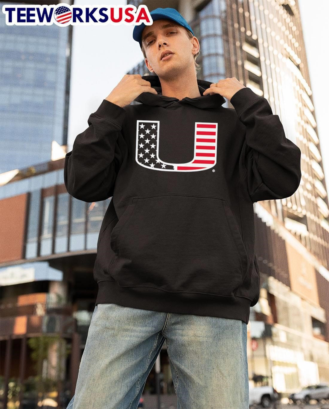 US Flag Logo University of Miami shirt