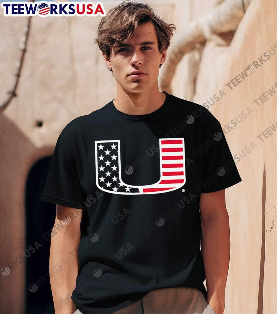 US Flag Logo University of Miami shirt