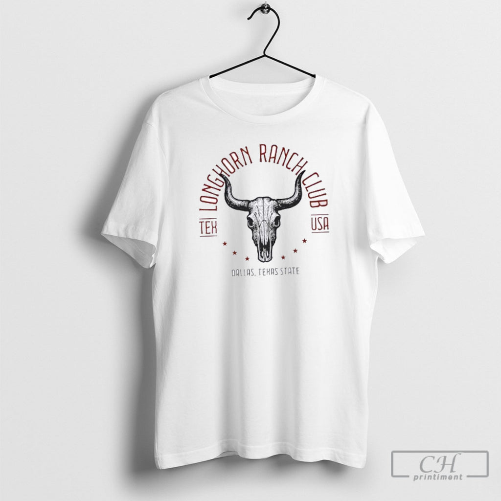 Usa Texas Bull Skull Longhorn Ranch Club Shirt Sweater