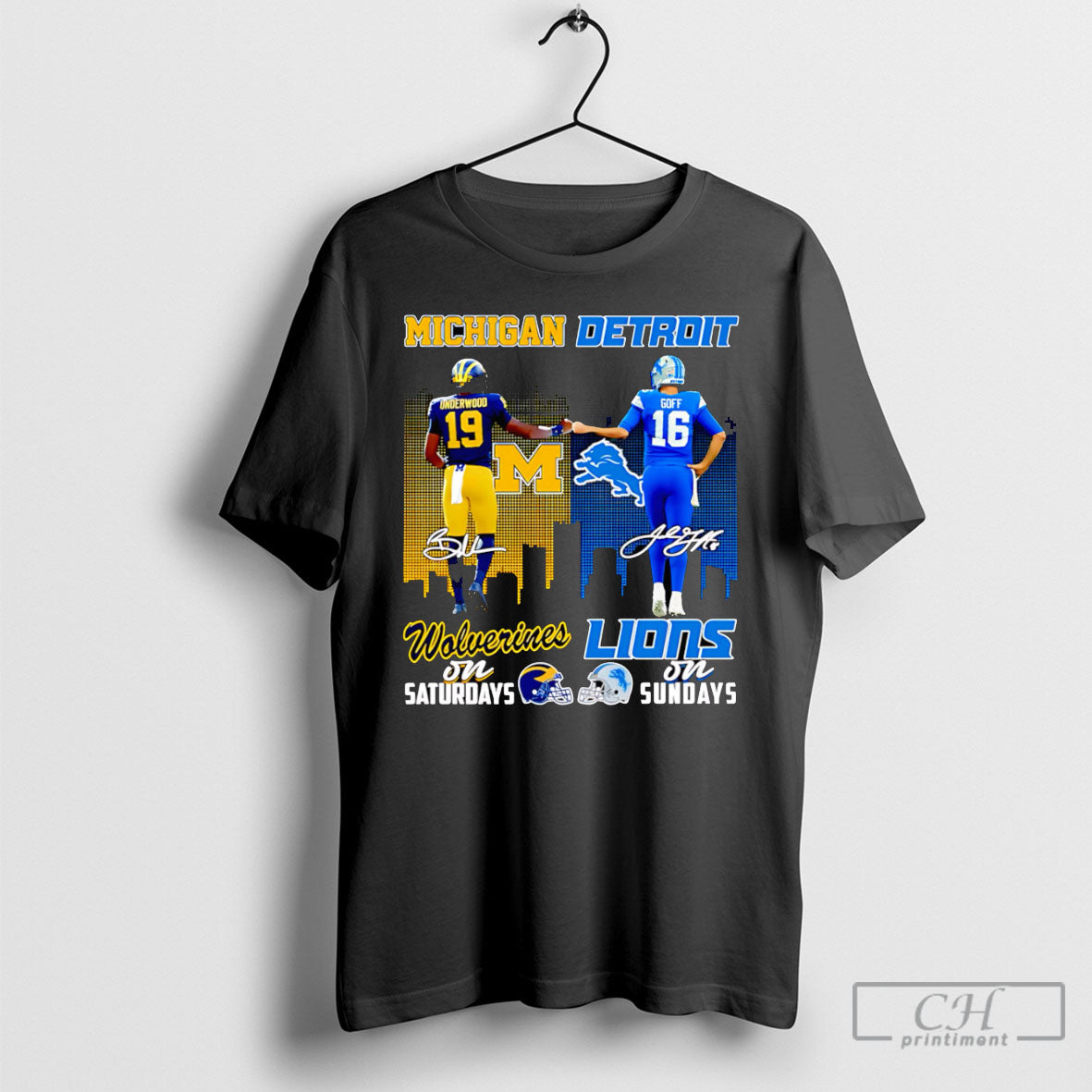 Underwood And Goff Michigan Wolverines On Saturdays Detroit Lions On Sundays Shirt Tee