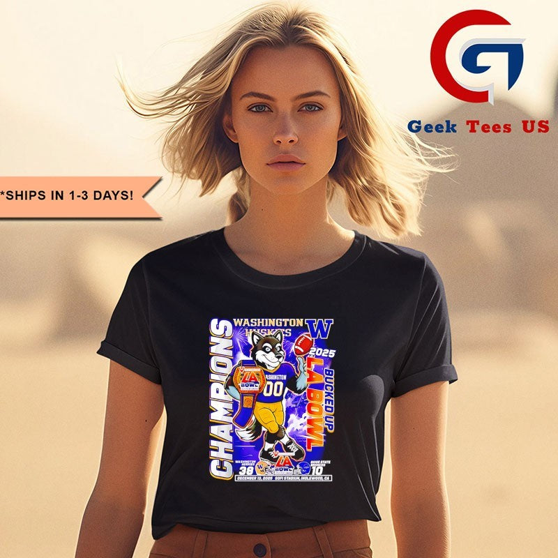 Washington Huskies Bucked Up LA Bowl Champions 2025 mascot shirt