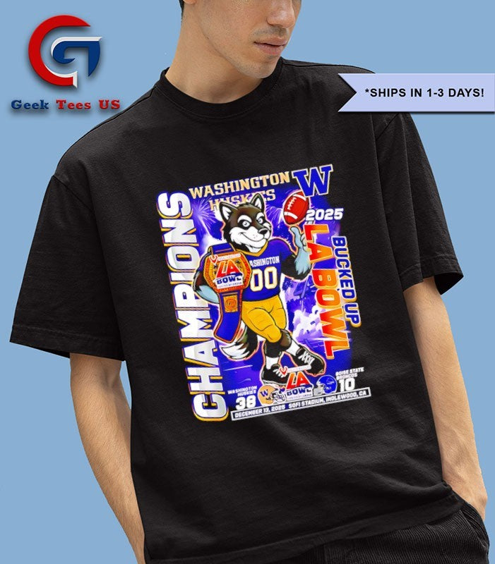 Washington Huskies Bucked Up LA Bowl Champions 2025 mascot shirt