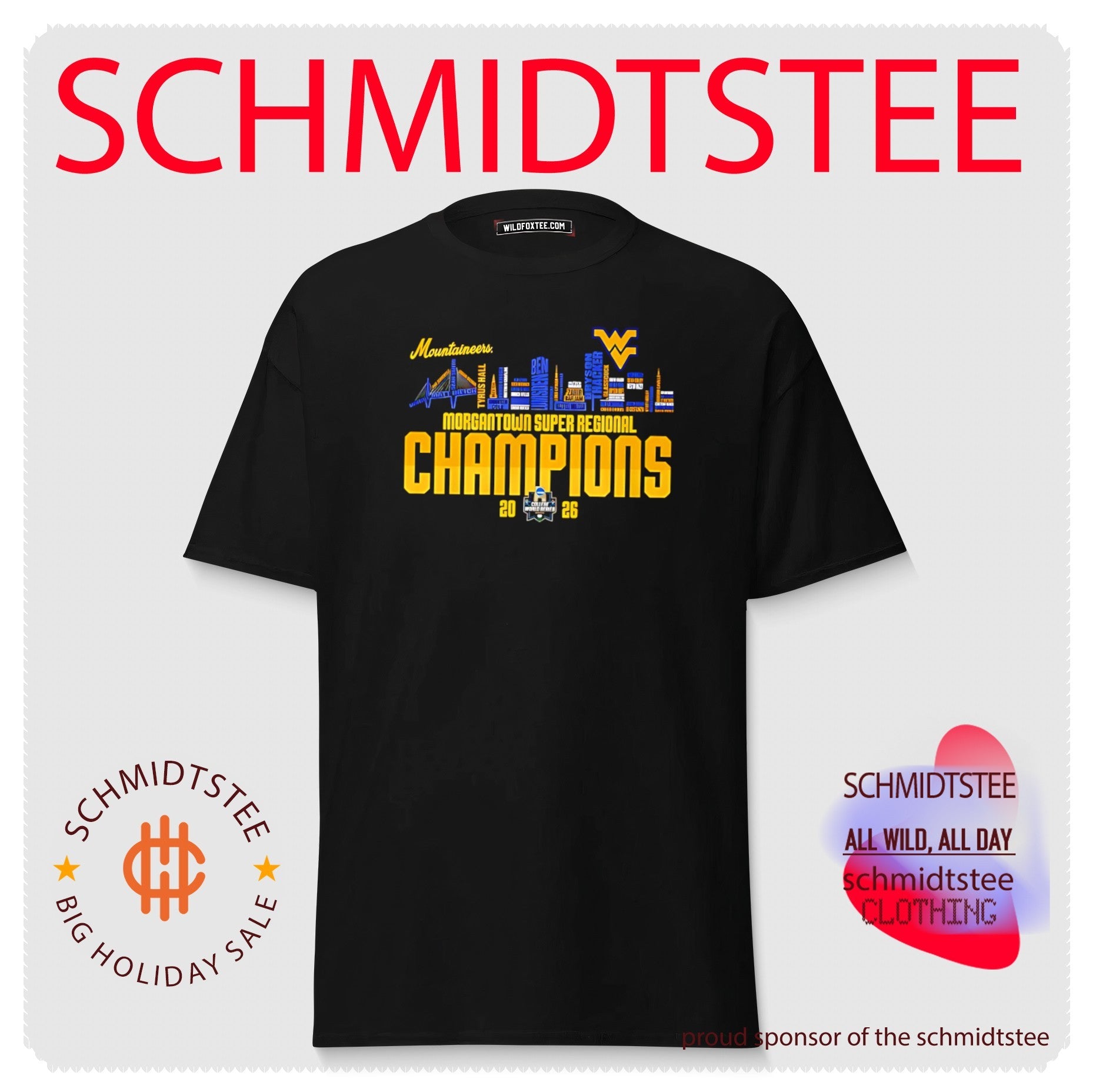West Virginia Mountaineers 2026 Morgantown Super Regional Championship skyline shirt