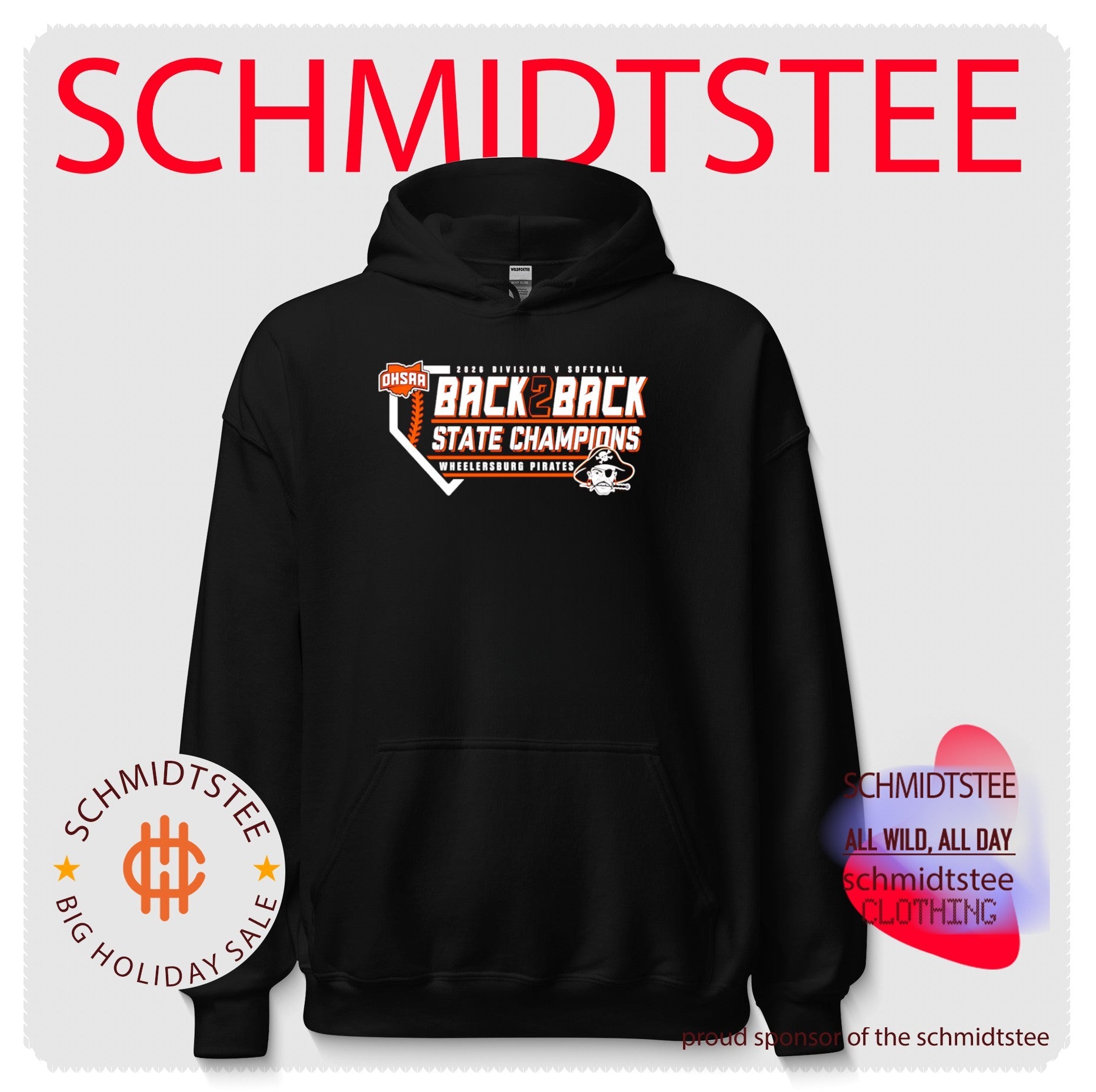 Wheelersburg Pirates 2026 OHSAA Softball D5 Back2Back State Champions shirt