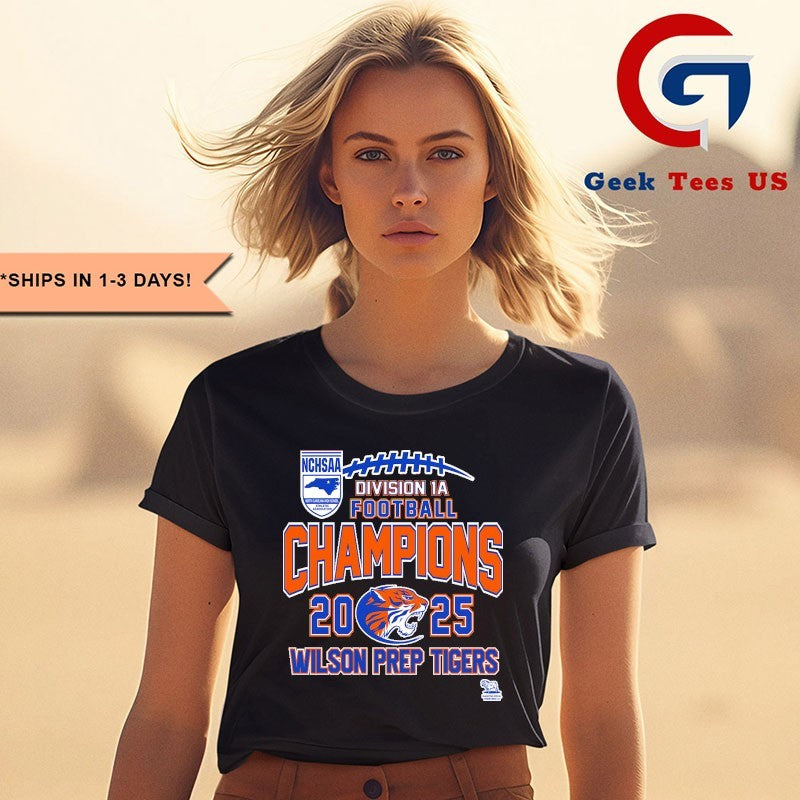 Wilson Prep Tigers NCHSAA Division 1A Football Champions 2025 T-shirt